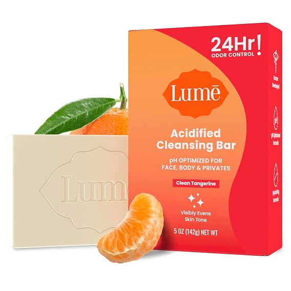 Lume Acidified Body Cleansing Bar - 5 oz (Clean Tangerine) | 24-Hour Odor Control, Removes Odor Better Than Soap, Safe for Sensitive Skin, Moisturizing, Whole-Body Cleansing Bar