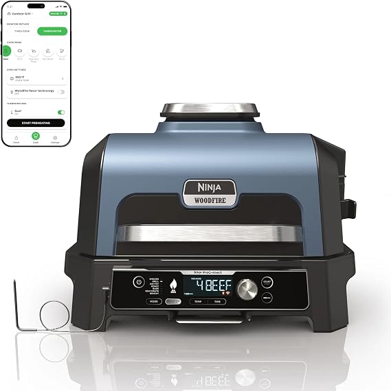 Ninja Woodfire ProConnect Premium XL BBQ Grill, 7-in-1, App Enabled, Blue