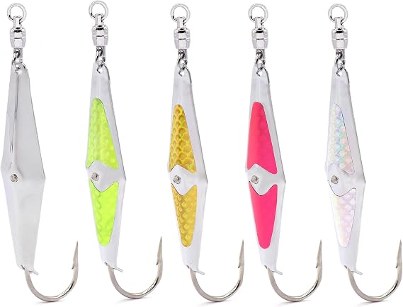 CLARKSPOON Spoon-Squid Precision Fishing Spoon for Spanish Mackerel, Bluefish, Tuna, Atlantic Bonito, More! - Size 0 Spoon-Squid w/Ball Bearing Swivel - 5 Pack Assortment