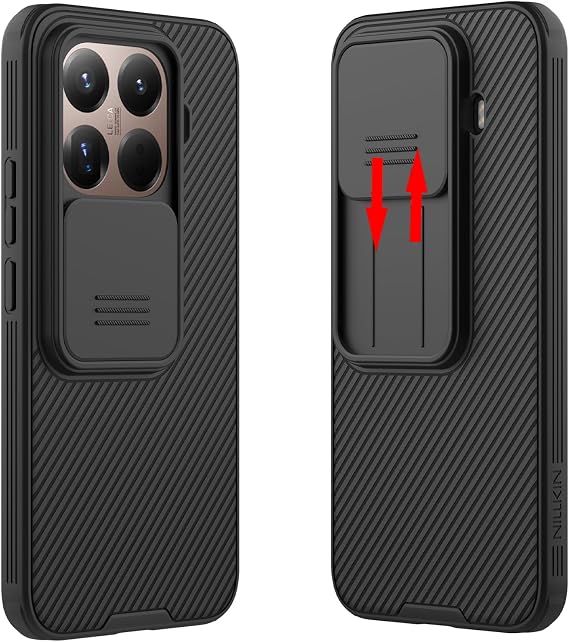 Case Compatible with Xiaomi Mi 15T Pro, Slide Cover Camera Lens Privacy Protection Case TPU Bumper Hard PC Back Cover Xiao mi 15T Pro (Black)