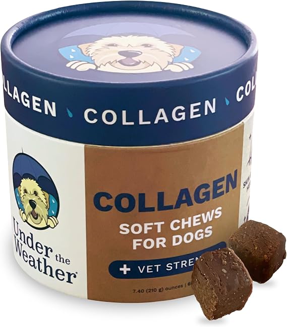 Under the Weather Collagen Chews for Dogs | Promotes Healthy Skin Coat and Stronger Hip & Joint | Improves Overall Mobility | Immunity and Anti-inflammatory Collagen for Dog Supplement | 60 Count