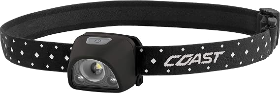 Coast FL1R 435 Lumen Dual Color WhiteRed Rechargeable LED Headlamp, Recharging Accessories Included