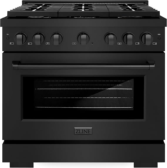 ZLINE 36 in. 5.2 cu. ft. Paramount Gas Range with Convection Gas Oven in Black Stainless Steel with 6 Brass Burners (SGRB-BR-36)