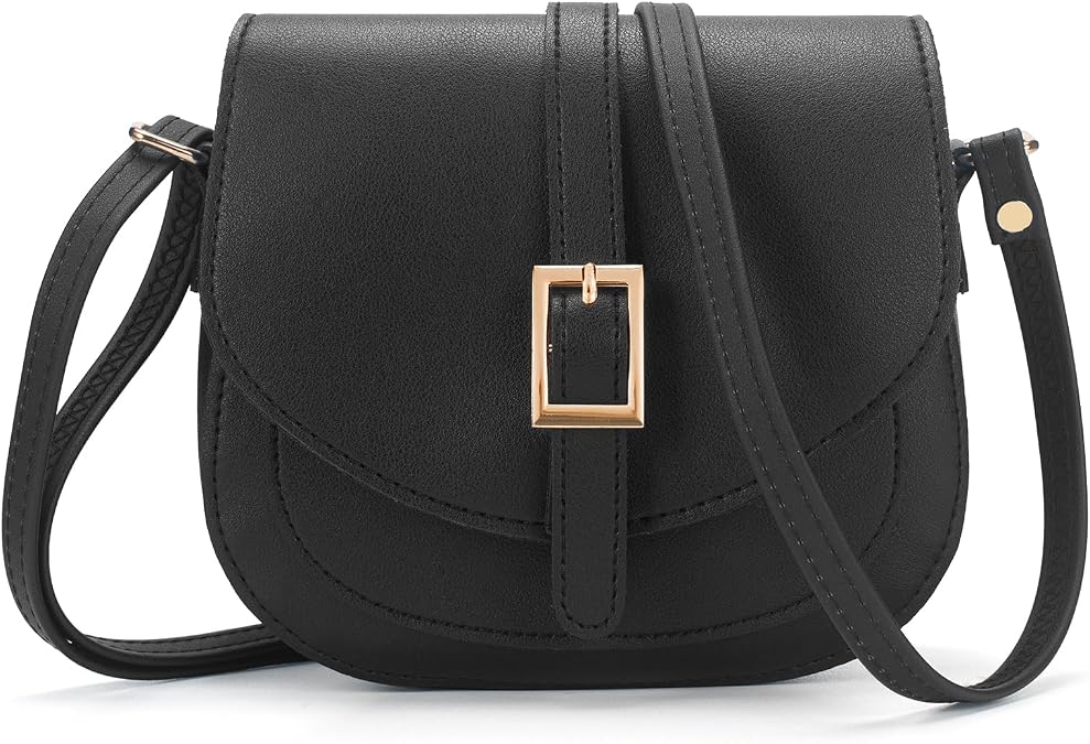 Small Crossbody Bags for Women, Vegan Leather Saddle Purse Everyday Handbag for Work Going Out | Water Resistant