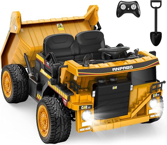 ANPABO 24V Ride On Dump Truck w/Electric Dump Bed, Remote, Yellow