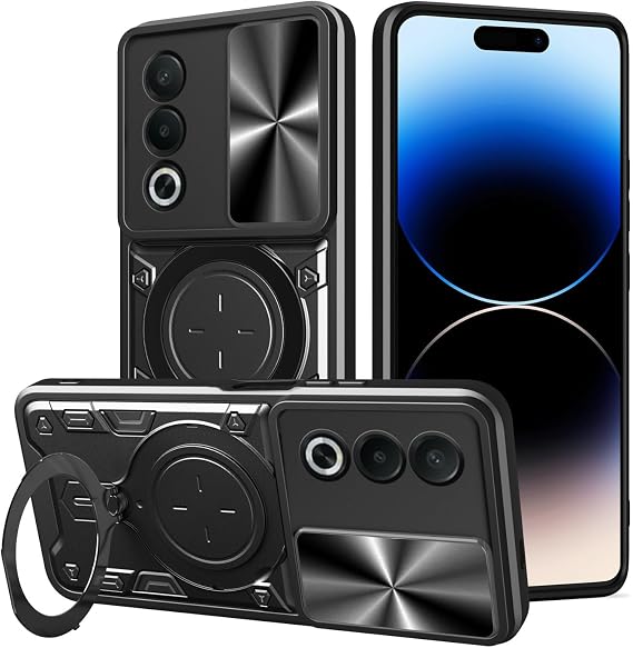 Compatible with Oppo A3 Pro 5G (India) Case,with Slide Camera Lens Cover Compatible with Oppo A80 5G CPH2639 / A3 Pro 5G (India) CPH2665 Case Black