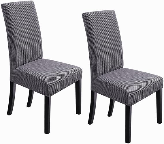 NORTHERN BROTHERS Dining Room Chair Covers Set of 2,Removable Washable Chair Covers for Dining Chairs,Stretch Parson Chair Slipcover(Dark Grey)