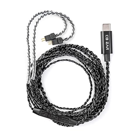keephifi 1.5m/5ft CX01 2PIN USB C IEM Cable with Mic