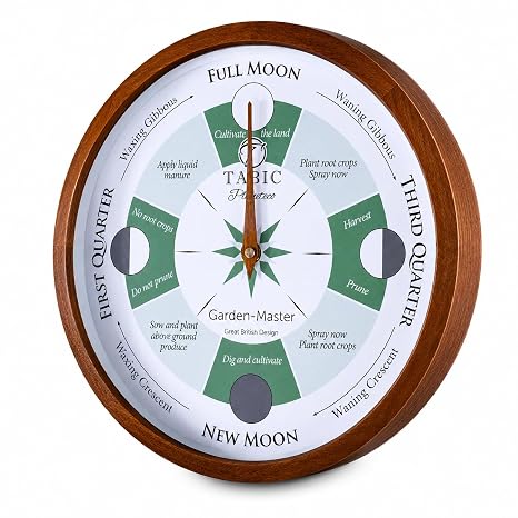 Planeteco Garden Master - Moon Gardening Clock - Lunar Harmony Guide with Moon Clocks -Essential Gardening Tool for Biodynamic & Organic Gardening - Transform Your Garden - Dark Stain