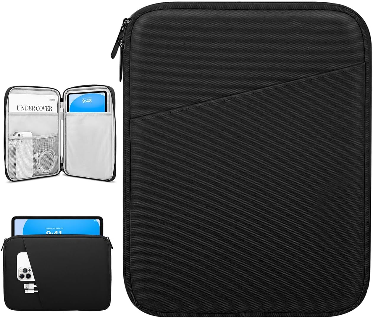 Dadanism 9-11" Tablet Sleeve Bag Carrying Case for iPad (A16) 11th Gen 11", iPad 10th Gen 10.9" Air 5/4, iPad Air M4/Pro 11", iPad 9/8/7th, Galaxy Tab A11+ Plus 11", Remarkable 2 10.3", Black