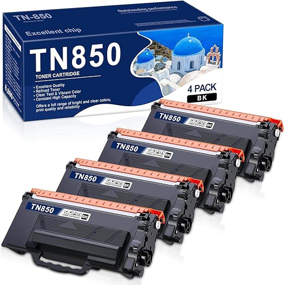 TN850 High Yield Toner Cartridge Replacement for TN 850 TN-850 TN820 TN-820 TN 820 for MFC-L5700DW HL-L5200DW MFC-L5900DW HL-L6200DWT HL-L6200DW MFC-L6800DW DCP-L5500DN Printer (Black, 4-Pack)