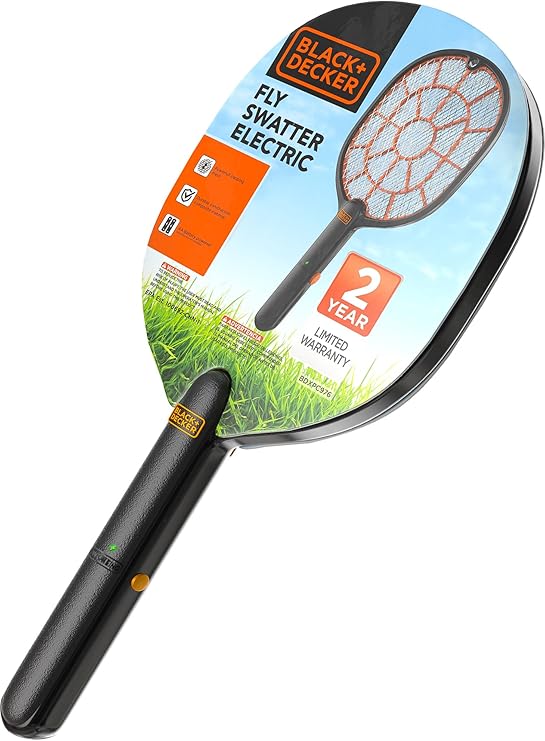Bug Zapper Racket Electric Fly Swatter for Gnats, Mosquitoes, More Harmless-to-Humans Outdoor Bug Zapper Battery Operated Handheld Electric Fly Swatter Indoor Racket