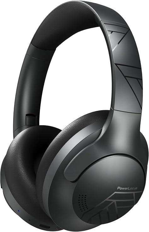 PowerLocus Bluetooth Headphones Over Ear, 50H Playtime with 4 EQ Modes Wireless Headphones with Microphone, HiFi Stereo Deep Bass, Soft Ear Cups, Foldable Lightweight Headset for Travel/Office/Workout