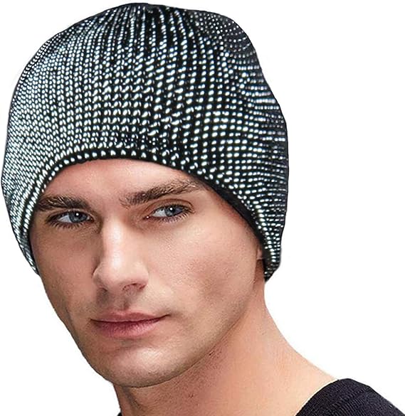 Reflective Beanie Winter Hat Men Women Reflective Hat Night Running Walking Winter Knit Black Beanie Hats