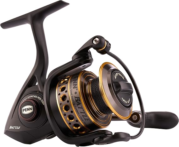 Penn Battle Spinning Reel Kit, Size 5000, Includes Reel Cover and Spare Anodized Aluminum Spool, Right/Left Handle Position, HT-100 Front Drag System