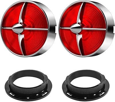 FATECIM 3 14 Turn Signal Light Covers Turbine Replacement Red Lenses Screw-in Style for Harley Touring Road Glide Road King Electra Glide Heritage Softail Fatboy Softail Springer Chrome Bezel