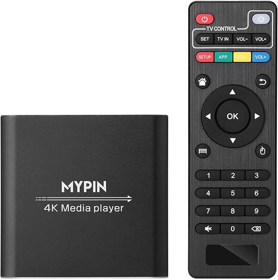 4K@30hz Media Player with Remote Control, HDMI up to 7.1 Surround Sound
