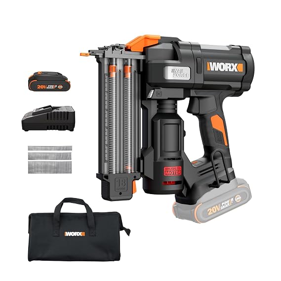 WORX Cordless Brad Nailer, 20V 18GA Brushless Nail Gun, WX838L.1