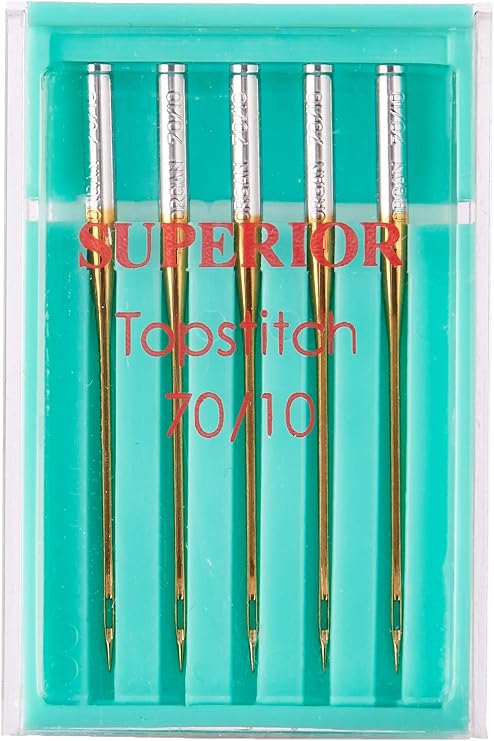 Superior Threads Topstitch Titanium Coated Needles 5-Pack for Quilting Embroidery and Sewing - #70/10