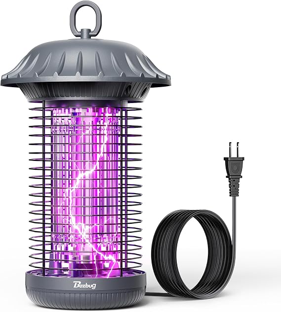 Buzbug LED Bug Zapper Indoor Outdoor, Up to 50000 Hrs Lifespan Lamp, Energy Saving & Dual Band Attraction, 5.6 ft Power Cord, High Voltage Mosquito Fly Zapper Trap Killer -MO008C (Pewter)