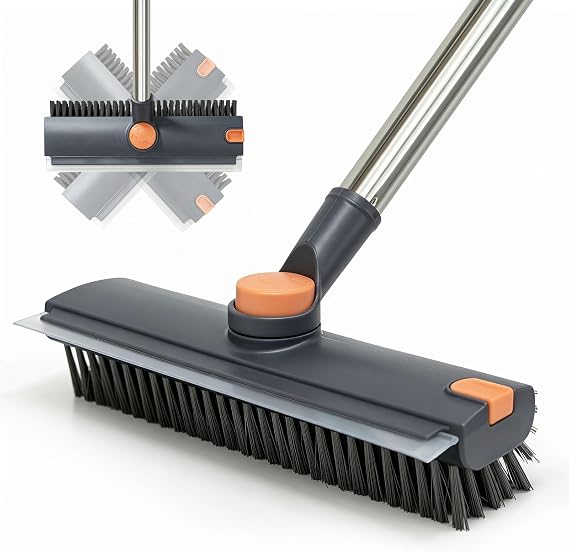 Masthome 3 in 1 Floor Scrub Brush with Long Handle, Heavy Duty Stiff Brush