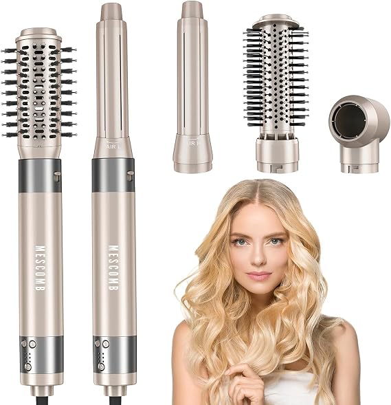 5 in 1 Hair Air Styler - Rotating Hair Dryer Brush 110000 RPM for Fast Drying & Hot-Air Automatic Wrap for Curling, Frizz-Free Blow Dryer Brush for Straightening Volumizing No Heat Damage