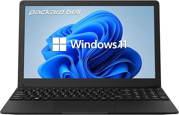 Packard Bell 15.6 inch Laptop IPS FHD 1920 x 1080 Resolution Laptop Computer, Intel Celeron N4020, UHD Graphics 600, 4GB Ram 128GB SSD, Micro SD Slot, Windows 11 in Home S Mode, 2MP Camera, Speakers