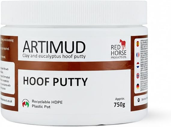 Artimud - Horse Hoof Putty | Thrush Treatment | 26.5 oz (750g) | Eucalyptus Horse Hoof Clay | Equine Frog & Sole Protection | Red Horse Products | Natural Hoof Mud | Non-caustic | All Equines