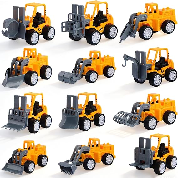 12 Pieces Mini Building Excavator, Cute Construction Vehicles, Little Truck Cars Toy Engineering Vehicles Set, Suitable Decoration birthday gift toy ornament