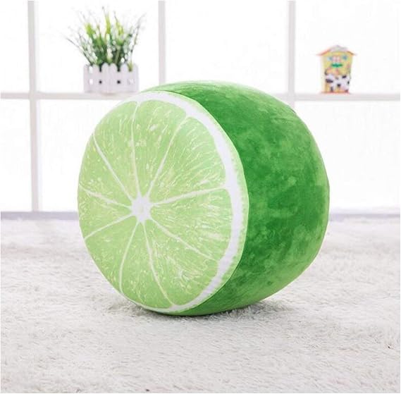 Portable Plush Fruit Inflatable Chairs Seat Folding Stool for Adults, Teens and Kids, Perfect for Indoor and Outdoor Use with Inflator,Lemon