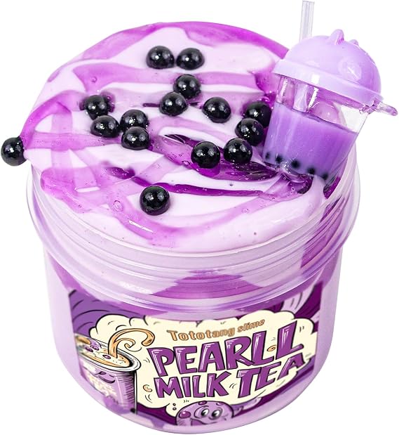 Tototang Purple Bubble Tea Themed Slime - 7oz Thick & Glossy, Handmade, Scented, ASMR Slime