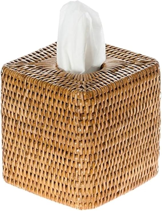 KOUBOO Tissue Box CoverTissue Holder, Bathroom, Kitchen, Guest Room Elegant Decorative Tissue Box Cover, Perfect for Facial Tissues, Cube Boxes, Honey Brown