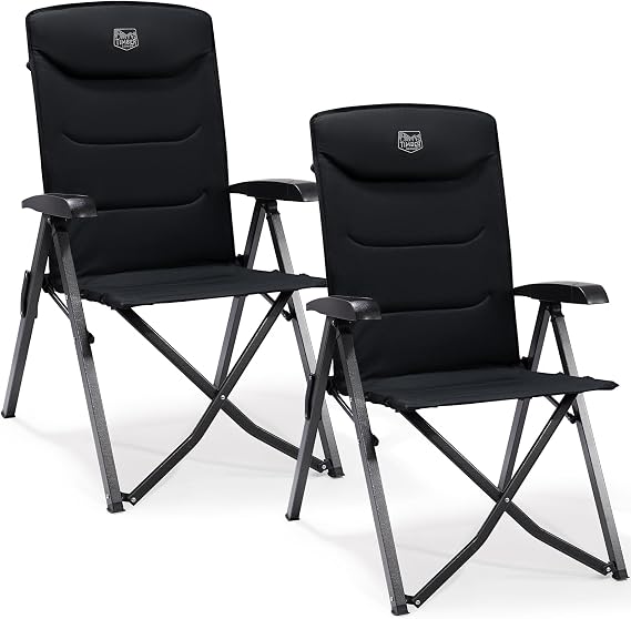 TIMBER RIDGE Folding Camping Chair 2 Set Adults Recliner High Back 150kg