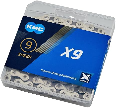 KMC X9 9 Speed Chain, Silver/Grey, 122 Link