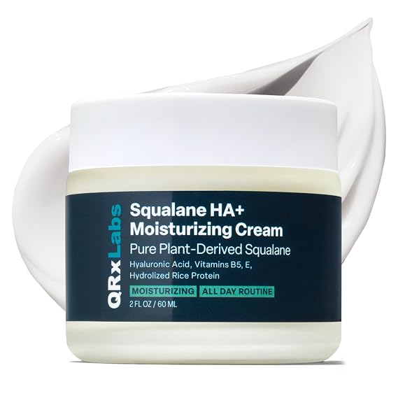 QRxLabs Squalane + Hyaluronic Acid Cream - Daily Face Moisturizer, 2oz