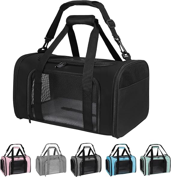 Carriers Soft-Sided Pet Carrier for Medium Large Cats Dogs Under 35Lbs,Breathable Mesh Ventilation Design,Airline Approved Cat Carrying Case(X-Large,Black)