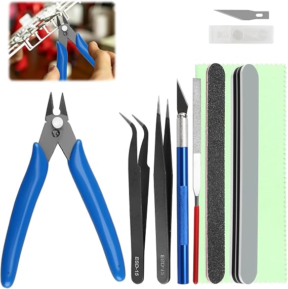 14 PCS Model Making Tool Kit - Hobby Building Tools Set for Plastic Model Kits, Gundam, Car Models, Miniature Assembly and Repairing with Storage Box