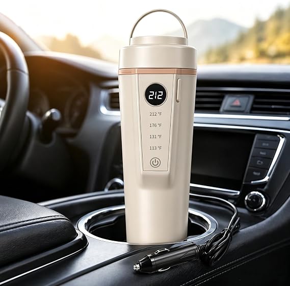 12V/24V Car Kettle, Portable Kettle for Hot Water (CREAM)