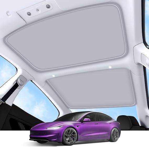 2026 Upgrade Sunshade Roof For Tesla Model 3 Highland 2022-2026 [No-GapSag-Free] Heat Insulation Glass Roof Sunshade Sunroof for Tesla Model 3 Accessories 2026 2025 2024 202 2022 Beige