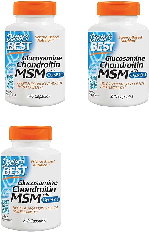 Doctor's BEST, (3 Pack Glucosamine Chondroitin MSM with OptiMSM, 240 Veggie Caps