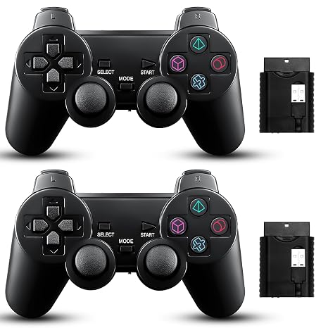2 Pack Wireless Controller Gamepad Twin Shock for PS-2/PC/win7-10