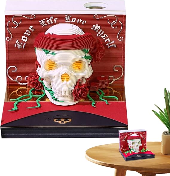 3D Desk Calendar Halloween Skull Tear-away Memo Pad Calendar