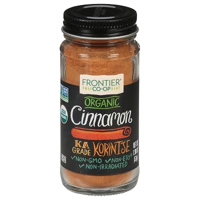 Frontier Co-op Organic Ground Cinnamon, 1.9 Ounce Bottle, Gourmet Quality Cinnamon, Full Balanced Spicy Flavor, Kosher