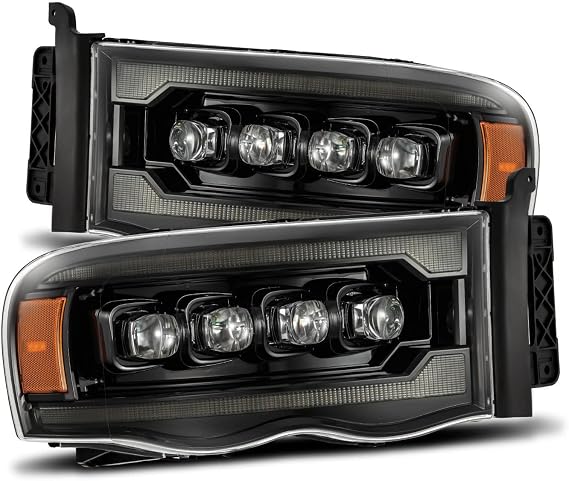 AlphaRex 02-05 Dodge Ram 1500 NOVA LED Proj Headlights Alpha Black w/Activ Light/Seq Signal