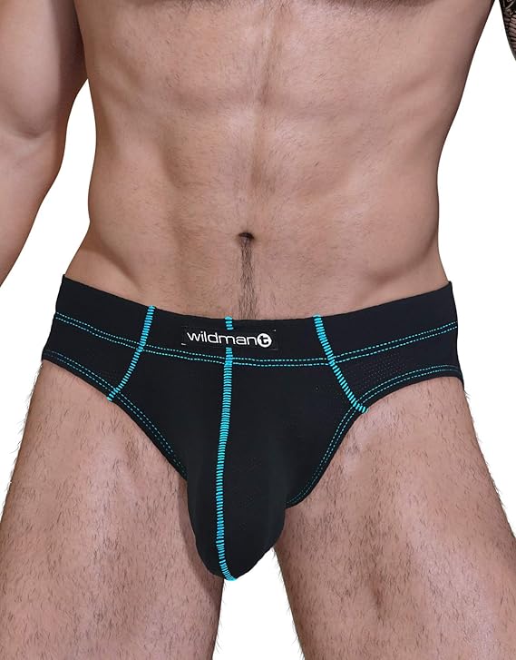 Wildmant Stitch Big Boy Pouch Brief - Blue