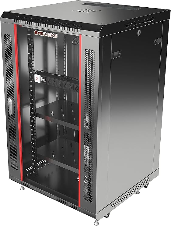 18U Wall Mount Server Rack Cabinet 19" Network Rack Enclosure, 24" Deep Data Rack Cabinet with Fan, PDU & 2 Shelves for IT Equipment, Switches and Patch Panel