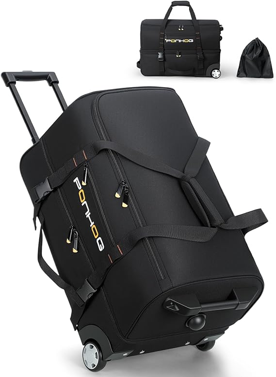 Ponhog Wheeled Duffle Bag - Travel Holdall Bag with Wheels,Water Resistant for Overnight Trip Weekender