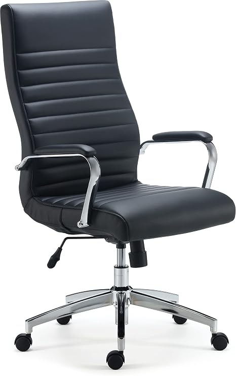 STAPLES Bentura Manager Office Chair, High Back, Bonded Leather, Black