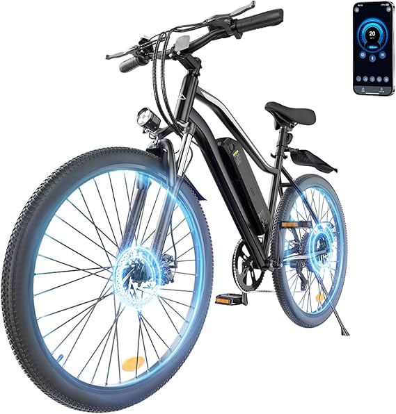 Electric Bike - 750W/1000W Peak Motor Electric Bicycle, 20MPH, 60+ Miles, Removable Battery, Shock Absorber, 5 Speed E Bike, 26 Tire Commuter Electric Bicycle for Adults