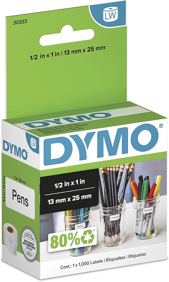 DYMO Authentic LW Extra-Small Multi-Purpose Labels DYMO Labels for LabelWriter Printers White 1/2" x 1" 1 Roll of 1000